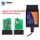 ELM327 V1.5 OBD2 USB versijos skaitytuvas PIC18F25K80 skirtas Windows ELM 327 V1.5 OBD 2 OBD2 automobilio diagnostikos automatinis įrankis ODB2 kodų skaitytuvas
