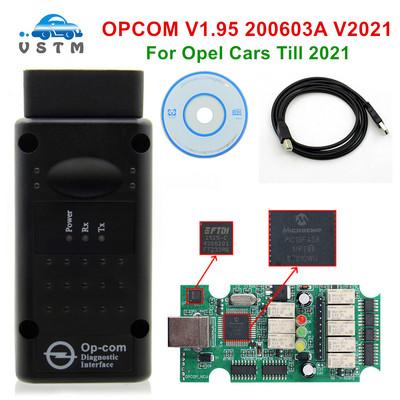 Profession 200603a 2021 OPCOM 1.95 PIC18F458 FTDI FT232RQ čip za Opelov dijagnostički skener automobila OP-COM V2021 za automobile do 2021.