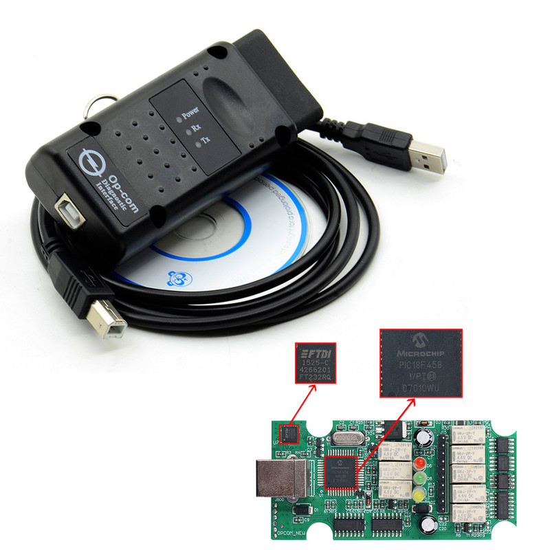 Profession 200603a 2021 OPCOM 1.95 PIC18F458 FTDI FT232RQ Cip pentru scaner de diagnosticare auto Opel OP-COM V2021 pentru mașini până în 2021