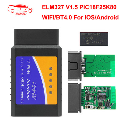 ELM327 V1.5 PIC18F25K80 WIFI IOS/Android OBDII OBD2 BT4.0-Bezvadu OBD 2 Auto diagnostikas Auto rīku skeneris ELM 327 V 1 5