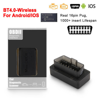 ELM327 V1.5 PIC18F25K80 WIFI pentru IOS/Android OBDII OBD2 BT4.0-Wireless OBD 2 Scanner pentru instrumente de diagnosticare auto ELM 327 V 1 5