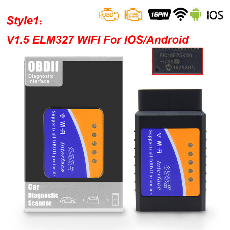 ELM327 V1.5 PIC18F25K80 WIFI pentru IOS/Android OBDII OBD2 BT4.0-Wireless OBD 2 Scanner pentru instrumente de diagnosticare auto ELM 327 V 1 5