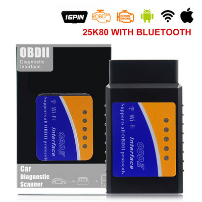 ELM327 Bluetooth ELM 327 PIC18F25K80 Versiunea 1.5 OBD2 / OBDII pentru scaner de coduri auto Android Torque