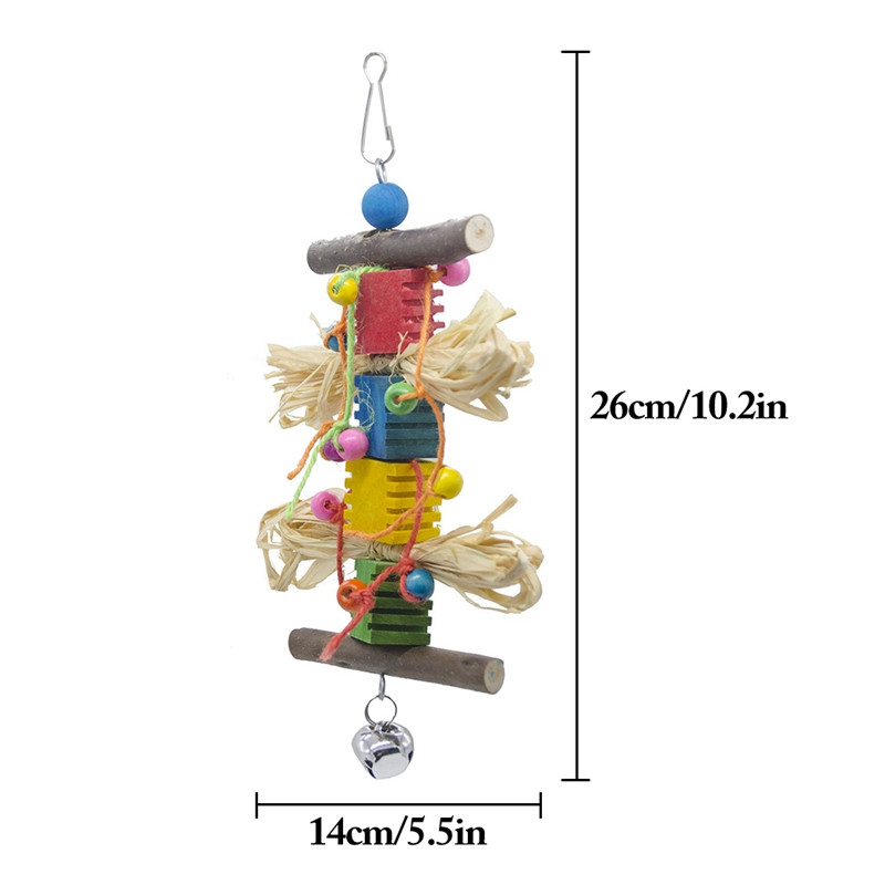 Naturaalsest puidust lindude närimismänguasjad plokid papagoi rebivad mänguasjad kaitsev linnupuuri kelluke mänguasi, mis sobib kõige paremini papagoidele Bridpuuri tarvikud