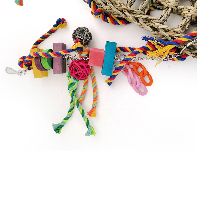 Jucării pentru leagăn din iarbă de mare pentru păsări cu biban de lemn Papagal Trapez leagăn pentru pasăre Hamac pentru biban de pasăre Jucărie de mestecat pentru păsări iubitoare calopsite