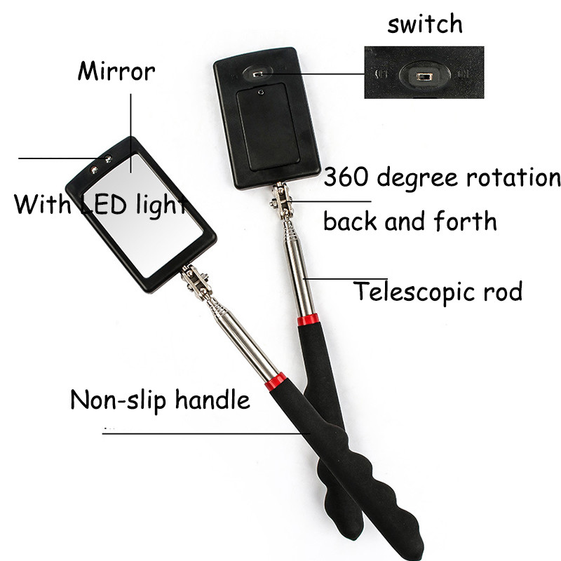 1 buc. Lumini LED universale pentru mașină, oglindă de inspecție extensibilă, endoscop, șasiu mașină, unghi, echipament telescopic pentru instrumente de inspecție