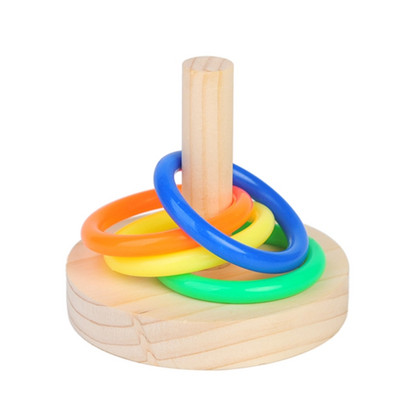 Jucărie inteligentă pentru păsări Antrenament pentru papagali Platformă din lemn Inel de plastic Truc pentru păsări Jucării puzzle de masă Accesorii pentru jucării de mestecat