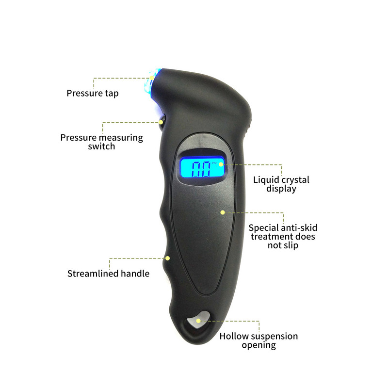 Kõrge täpsusega digitaalsed autorehvide õhurõhumõõtur LCD-ekraaniga manomeetri baromeetrid auto veoauto rehvirõhu mõõturi jaoks