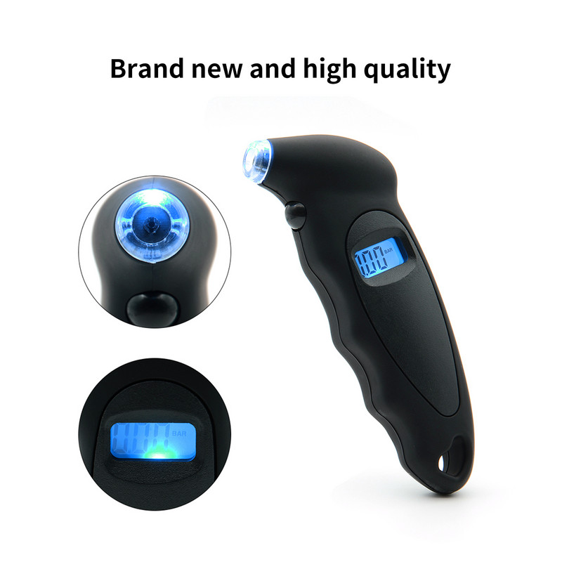 Kõrge täpsusega digitaalsed autorehvide õhurõhumõõtur LCD-ekraaniga manomeetri baromeetrid auto veoauto rehvirõhu mõõturi jaoks
