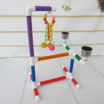 Bird PVC Perch Platform Training Stands Perches Playstand Playgound Стояща играчка с хранилки за Macaw Cockatoo African Grey