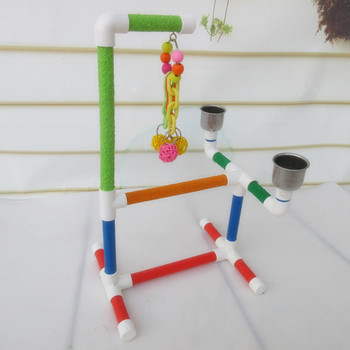 Bird PVC Perch Platform Training Stands Perches Playstand Playgound Стояща играчка с хранилки за Macaw Cockatoo African Grey