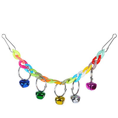 Jucărie cu clopot pentru papagal Jucărie cu mărgele multicolore pentru păsări Kit cu clopot suspendat Cușcă pentru papagal Jucării creative leagăn Păsări colorate care mestecă clopot suspendat