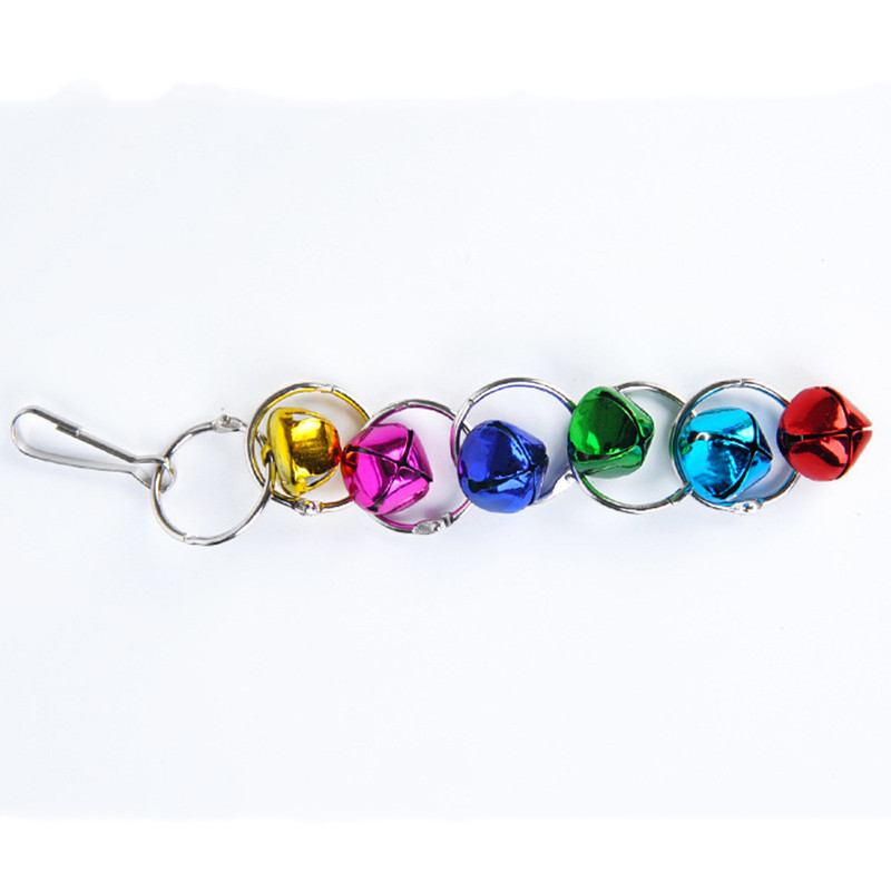 Jucărie cu clopot pentru papagal Jucărie cu mărgele multicolore pentru păsări Kit cu clopot suspendat Cușcă pentru papagal Jucării creative leagăn Păsări colorate care mestecă clopot suspendat