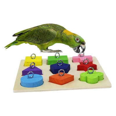 Играчка за обучение на птичия интелект Parrot Образователни играчки Parrot Wooden Block Пъзел Играчка за малки и средни папагали и птици