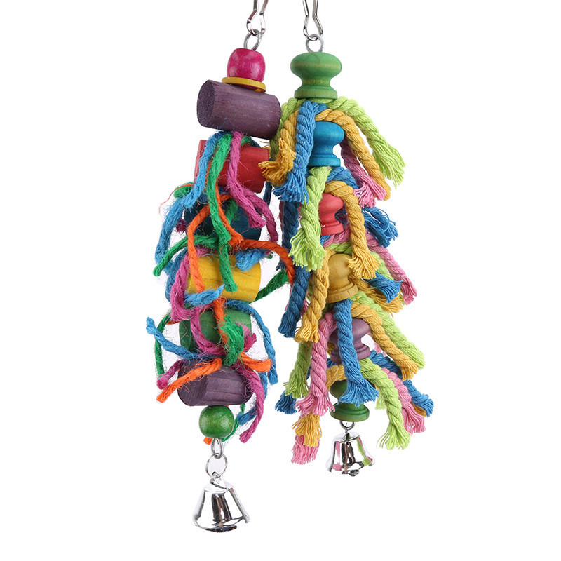 Jucărie pentru păsări agățată din lemn Cușcă pentru papagal Jucărie cu frânghie cilindră pentru hamster pentru papagal Produse pentru animale mici
