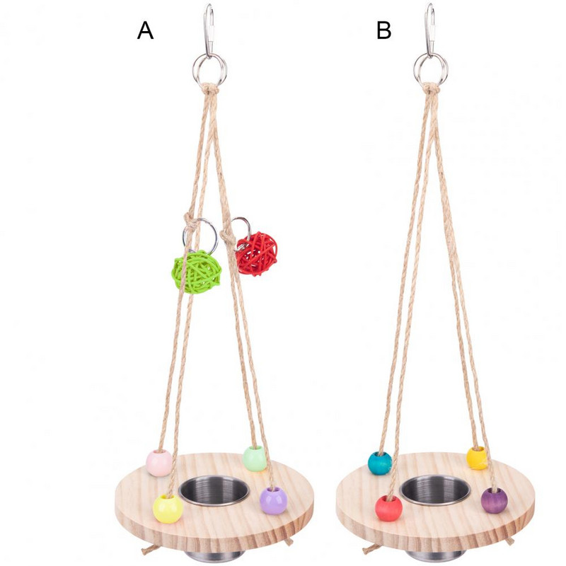 Jucărie pentru hrănitor pentru păsări, jgheab colorat din oțel inoxidabil, pentru hrănire pentru păsări, cană, leagăn de biban pentru papagal, pentru budgerigar calopsid