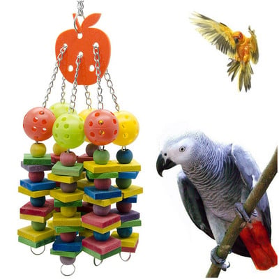 Parrot Toys For Large Birds Swing Toy Цветни дървени блокове Swing Loved Bunches Toys For Budgie Lovebirds Conures Birds Toy