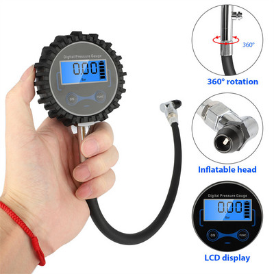 Digital Air Tire Inflator Display with flashlight Tire Pressure Gauge Digital Tire Tester Air Pressure Manometer Quick Connect C