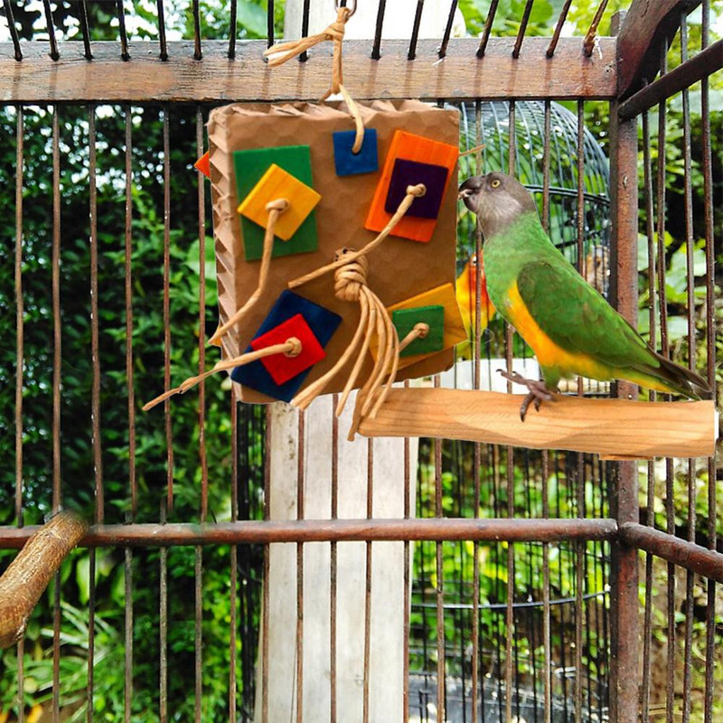 Jucărie pentru păsări Blocuri de construcție colorate Bloc mare de carton Leagăn din lemn de bambus Jucărie pentru papagal care mușcă Accesorii pentru colivie pentru păsări Accesorii pentru animale de companie