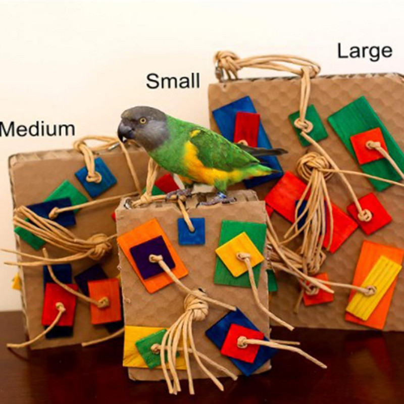 Jucărie pentru păsări Blocuri de construcție colorate Bloc mare de carton Leagăn din lemn de bambus Jucărie pentru papagal care mușcă Accesorii pentru colivie pentru păsări Accesorii pentru animale de companie