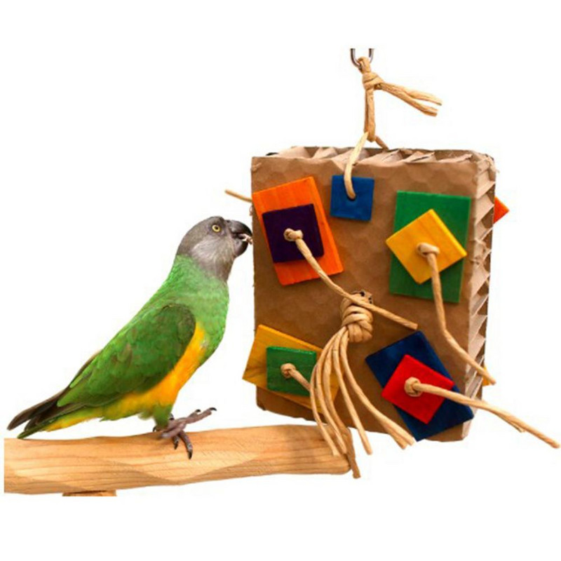 Jucărie pentru păsări Blocuri de construcție colorate Bloc mare de carton Leagăn din lemn de bambus Jucărie pentru papagal care mușcă Accesorii pentru colivie pentru păsări Accesorii pentru animale de companie