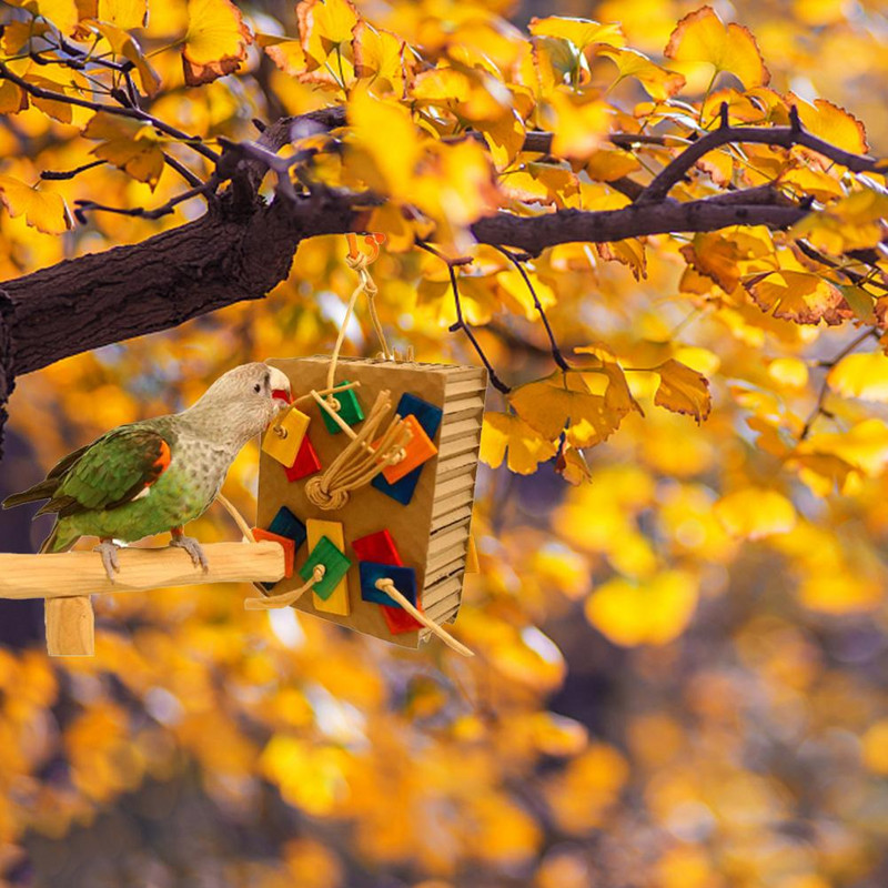 Jucărie pentru păsări Blocuri de construcție colorate Bloc mare de carton Leagăn din lemn de bambus Jucărie pentru papagal care mușcă Accesorii pentru colivie pentru păsări Accesorii pentru animale de companie