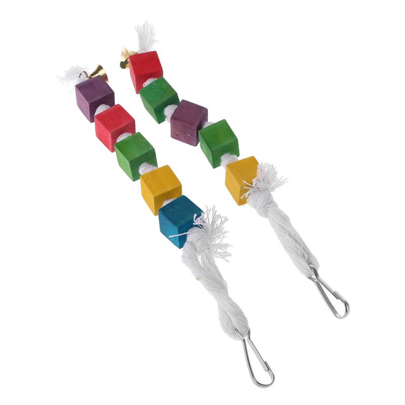 Paukščių kramtomas žaislas Papūgos papūgėlės medinės kaladėlės pritraukia augintinio dėmesį Medžiu pakabinamas žaislas su virvele