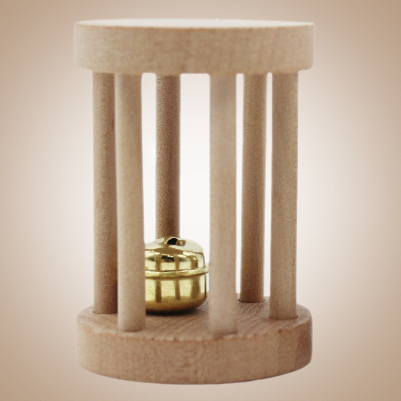 1 τεμάχιο ολοκαίνουργιο παπαγάλο ξύλου για μάσημα με καμπάνα για πουλιά Παπαγάλοι λείανση παιχνιδιών χάμστερ Rattle Gnaw Toys for Hamster