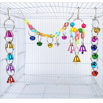 Parrot Bell Toy Multicolor Bead Bird Toy Висяща камбанка Kit Parrot Cage Creative Swing Toys Colorful Birds Chewing Висяща камбанка