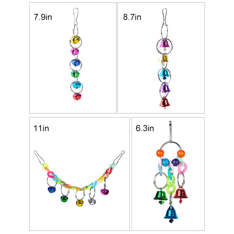 Jucărie cu clopot pentru papagal Jucărie cu mărgele multicolore pentru păsări Kit cu clopot suspendat Cușcă pentru papagal Jucării creative leagăn Păsări colorate care mestecă clopot suspendat