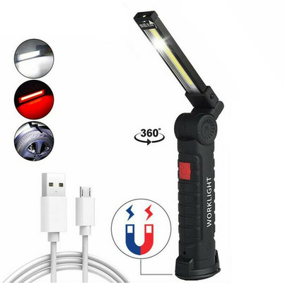 Taaslaetav LED-töövalgusti magnetalus Ultra Bright COB taskulambi kontrolllamp autoremondiks, kodus kasutamiseks, välikämpimiseks