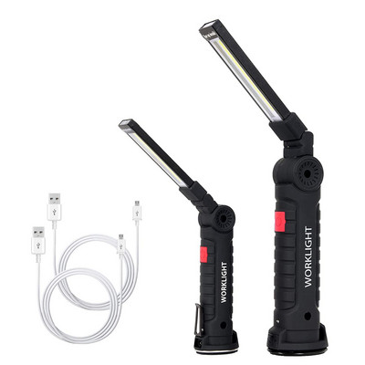 LED Work Light Rechargeable COB Light with Magnetic Base Rotate 5 Modes Folding Flashlight Inspection Light for Car Repairing