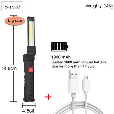 LED darbo lemputė įkraunama COB lemputė su magnetiniu pagrindu, pasukama 5 režimai, sulankstomas žibintuvėlis, skirtas automobilio remontui