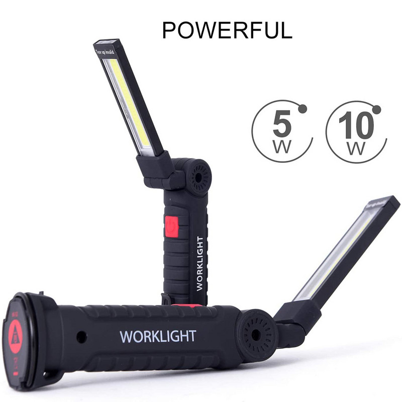 LED darbo lemputė įkraunama COB lemputė su magnetiniu pagrindu, pasukama 5 režimai, sulankstomas žibintuvėlis, skirtas automobilio remontui