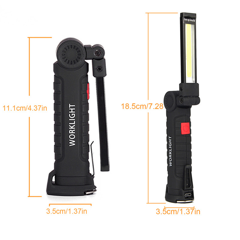 Autolaetav töövalgusti magnetilise alusega kokkupandava autoparandusmasina hädavalgustiga 5 režiimi valgustus COB LED töötuled