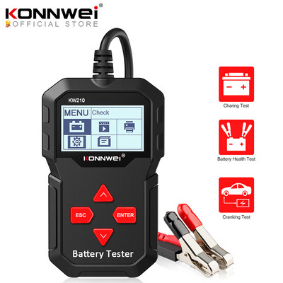 Тестер за акумулатори KONNWEI Автомобилен 12v Тестване KW210 Зареждане Cranking Автоматичен тестер за акумулатори Анализатор Инструмент за проверка на напрежението на тока на акумулатора
