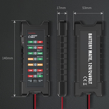 12V 24V Car Smart 11 светлини LED тестер за батерии Тест за натоварване Защита от обратен ход Автомобилен мотоциклет Алтернатор Проверка на напрежението на акумулатора Инструмент