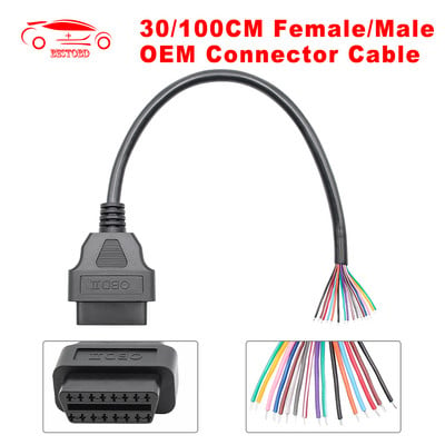 OBD2 automatinis prailginimo kabelis, pilnas 16 kontaktų moteriškas, vyriškas, pasidaryk pats, moteriškas, automobilių diagnostikos automatinis įrankių skaitytuvas, OBD 2 jungties kabelis