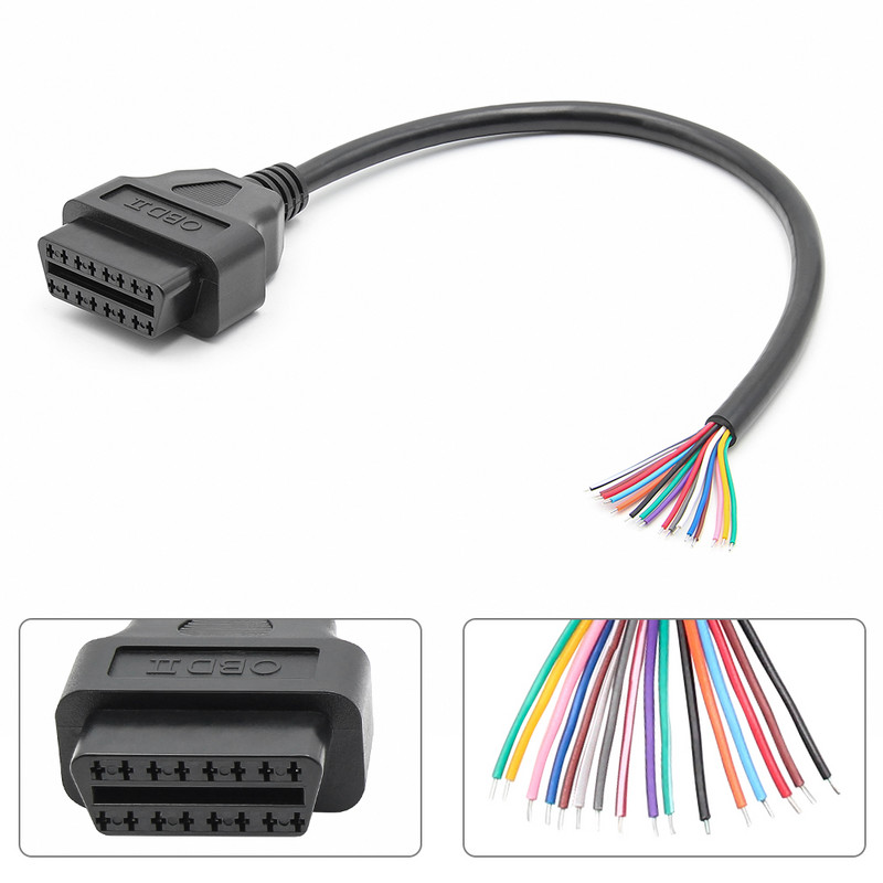 OBD2 automatinis prailginimo kabelis, pilnas 16 kontaktų moteriškas, vyriškas, pasidaryk pats, moteriškas, automobilių diagnostikos automatinis įrankių skaitytuvas, OBD 2 jungties kabelis
