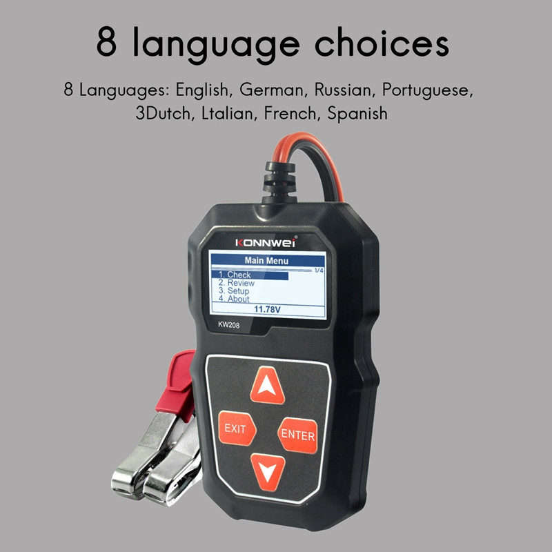KONNWEI KW208 aku tester, auto digitaalne 12 V 100-2000CCA autoaku võimsuse testimise tööriist