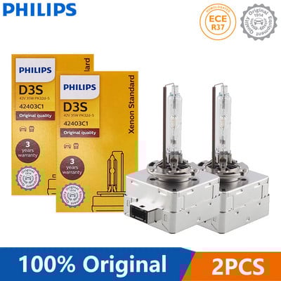 2X Philips HID D1S D2S D2R D3S D4S D5S 35W Xenon Standard 4200K Auto Original Head Light Car Γνήσιες λάμπες Αντικατάσταση αναβάθμισης, ζεύγος
