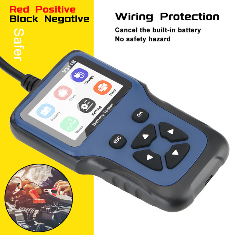 Instrumente de analiză V311B pentru autovehicule 12V Tester pentru încărcător de baterie auto Analizor Încărcare mașină Cricut Test de sarcină Instrument de diagnosticare automată