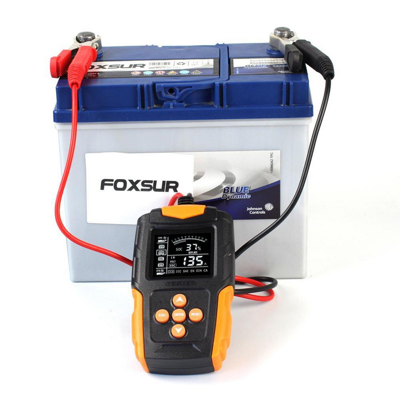FOXSUR 12V 24V Analizor de sistem de testare a bateriei auto 3AH-200AH Instrument de testare a încărcării bateriei de încărcare pentru mașină, camion, motocicletă, SUV, barcă