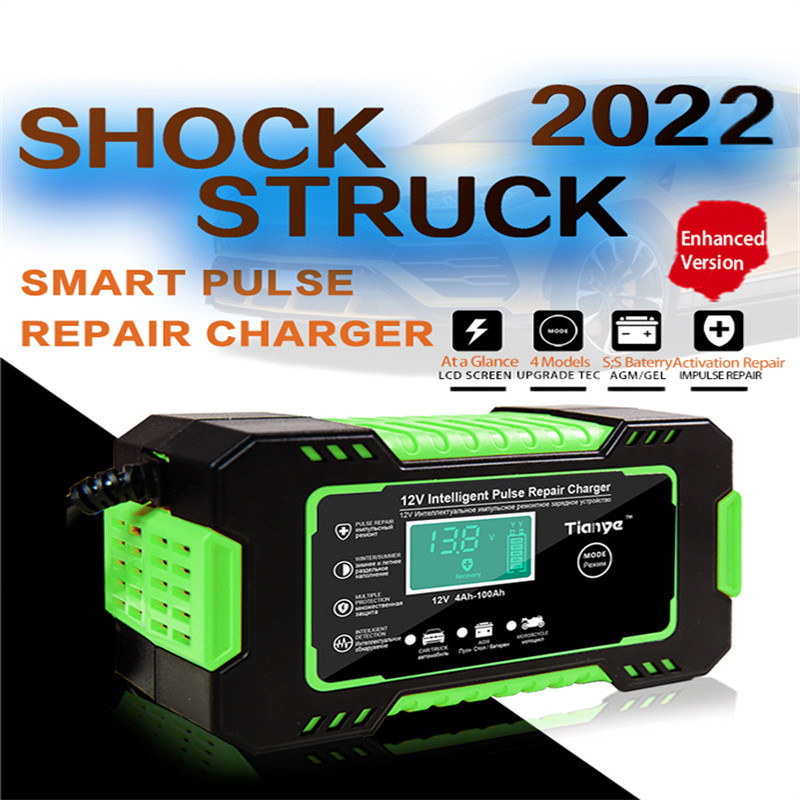 Išmanusis automobilinis įkroviklis Maitinamas automobilio motociklo akumuliatoriaus įkroviklis 12V 6A automobilio tiekimas skaitmeninis LCD ekranas, automatinis remontas šlapias sausas švino rūgštis