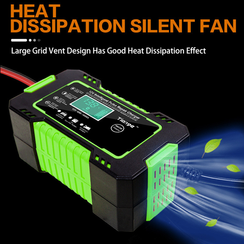 Išmanusis automobilinis įkroviklis Maitinamas automobilio motociklo akumuliatoriaus įkroviklis 12V 6A automobilio tiekimas skaitmeninis LCD ekranas, automatinis remontas šlapias sausas švino rūgštis