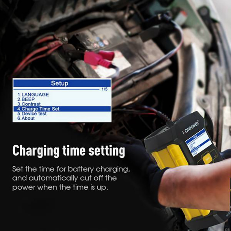 KONNWEI KW510 12V Instrument de reîncărcare a mașinii Tester de baterie de mașină pentru 12V Test de mașină pentru reparații Tester de reîncărcare a bateriei Conexiune UE