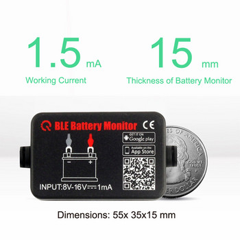 12V BM2 Монитор на акумулатора на автомобила Тестер за натоварване на батерията Съвместим с Bluetooth безжичен анализатор за тест за зареждане при зареждане за Android iOS