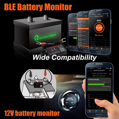 12V BM2 Монитор на акумулатора на автомобила Тестер за натоварване на батерията Съвместим с Bluetooth безжичен анализатор за тест за зареждане при зареждане за Android iOS