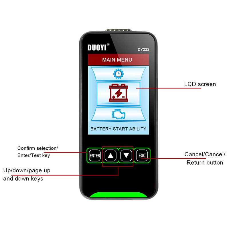 Tester de încărcare a bateriei auto DY222 12V/24V Tester multifuncțional de sănătate a bateriei Tester de sistem de baterii auto