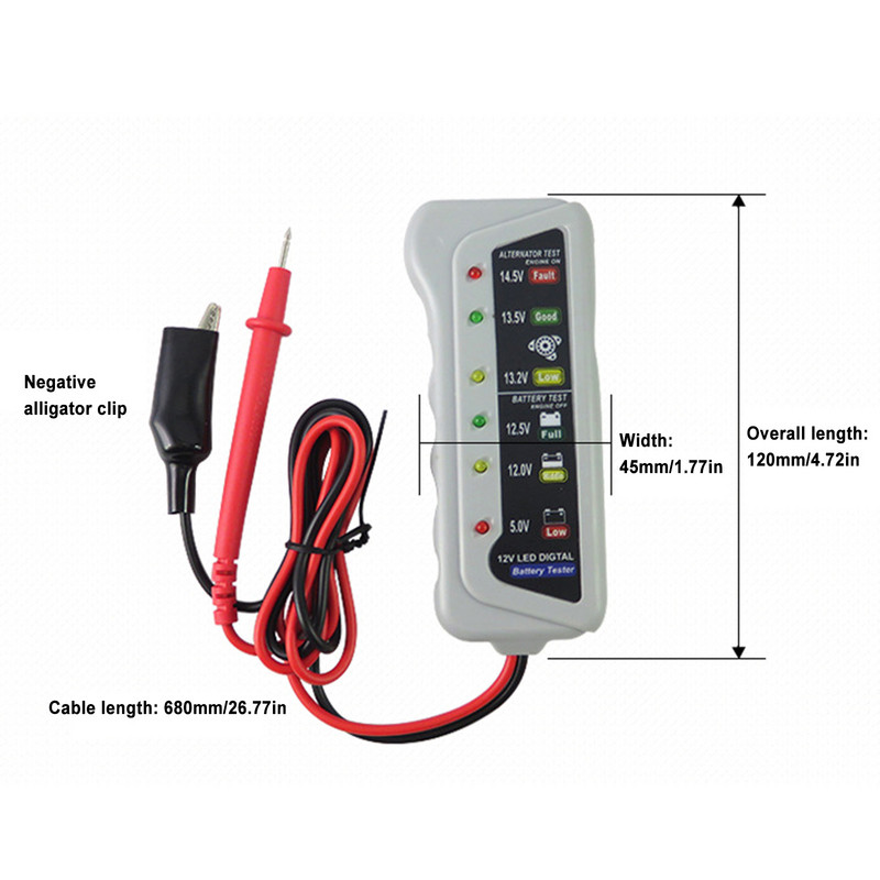 12V motociklo automobilio akumuliatoriaus testeris, gedimų detektorius, akumuliatoriaus testeris, skaitmeninis generatoriaus analizatorius, automatinio remonto automobilio diagnostikos įrankis